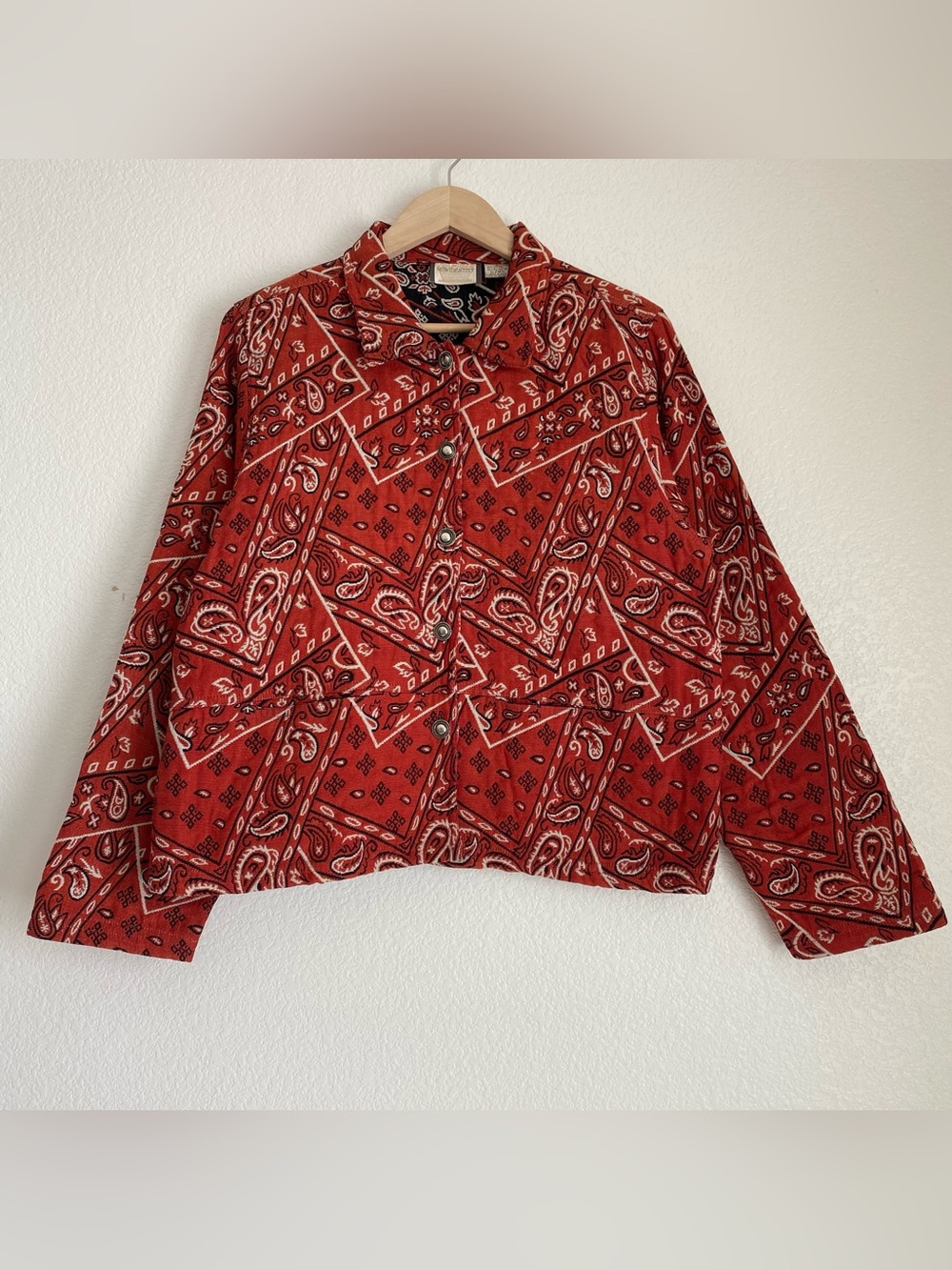 Vintage New Identity bandana-print pointed collar button close jacket, L